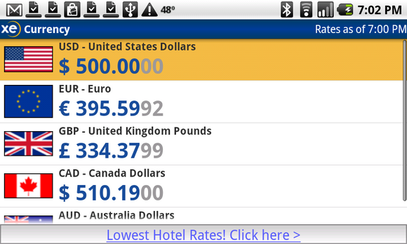 XE.com Currency Converter (Android) (BlackBerry) (iPhone)